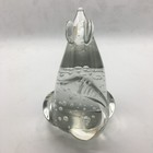 Vintage Mouse Figurine Art Glass Clear Hand Blown Bullicante With Bubbles 3 1 2 