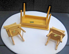 Vintage Dollhouse Table   Chairs Blonde Wood Concord Miniatures