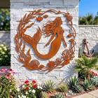 Mermaid Metal Wall Art  Ocean Beach Decor  Rusty Nautical Sign