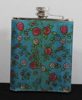 Blue - Flowers - Floral - Stainless Steel - Flask - 6 Oz 