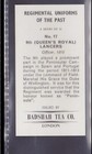 9th  queen s Royal  Lancers - Officer - 50   Year Old English Trade Card   17