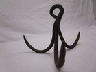 Vtg Primitive Antique Hand Forged Cast Iron 3 Prong Meat Hook Grapple Hearth
