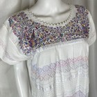 Mexican Huipil Soft Cotton Embroidered Dress Size S m Pastel Embroidered Striped