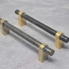 Mid Century Modern Heavy Brass Drawer Pulls Cabinet 4 75  Centers 2 Tone 1980 s