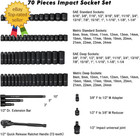 1 2-inch 70 Pieces Impact Socket Master Set  Sae   Metric From 5 16 1-1 4 8-24mm