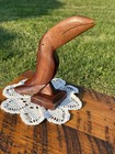 Vintage Teak Wood Hand Carved Toucan Sculpture Figurine Statue Glass Eyes 9   
