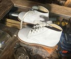 Vintage Baby Toddler White Leather Shoes Sz 5 1 2e Exc Condition Lace Up Quality