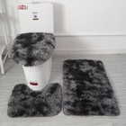 3-piece Bathroom Bath Mat Contour Rug Set With Toilet Lid Cover Tie-dye   Solid   