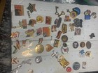 Lot Of 59 Mixed Lot Assorted Enamel Lapel Pins Various Designs Slogans All Kinds