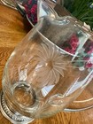 Vintage Mcm Etched Floral Glass Water Pitcher With Sterling Silver Base 6 1 2   