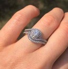 925 Silver Gold Finish Engagement Bridal Ring Set Round Cut Simulated Diamond
