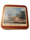 Rare Vtg Cork Back Coasters Of Durham County Uk Atcham Cottages Set Of 6
