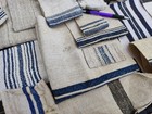 Grain Sack Fabric Stash Bundle Black Blue Feedsack Fabric Lot