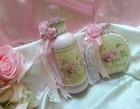 Shabby Chic Victorian vanity Set pink W rose Design rhinestone pearl Trim roses