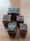 Antique Letterpress Wooden Base Type Set 5 Circular Logo Designs  Vintage