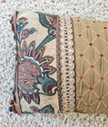 Croscill Bed Pillow Brown Jacquard Jacobean Floral Tassels Boudoir Lumbar