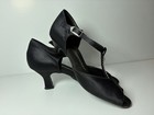 Diamant Germany Black Satin Rhinestone T-strap Ballroom Dance Shoes Uk 4 u s 6 5