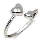 Solid 10k Gold  Or Sterling Silver Polished Heart Bypass Adjustable Toe Ring