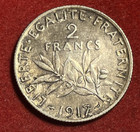 France 2 Francs 1917 Silver Coin Km 845 1 T11895