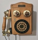 Vintage Alexandria Telephone Bell Equipment Repro Antique Wood Wall Telephone