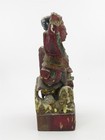 Antique Chinese Polychrome Hand Painted   Carved Wood Temple Figure 7  X 3 25 