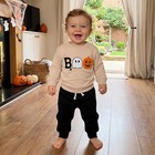 Yuufuniy Toddler Boy Halloween Outfit Tractors Pumpkin Sweatshirt Pants Fall Clo