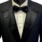 Vtg 50 s Brooks Brothers Men Black Rockabilly Tux Satin Peak Lapel Tuxedo Jacket