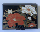 New In Box - Vintage Lacquer Tissue Case With Make-up Mirror With Flower Print 