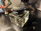 Antique 19th C  Victorian Period Cut Glass Or Crystal Inkwell With Sterling Top