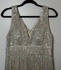 Nightway Formal Silver Sequin Full Length Mother Of The Bride Dress Size 12 Euc