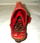 Victorian Germany Sewing Box Shoe Etui Velvet Pin Cushion Rusty Scissors Rare