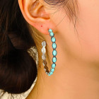 Turquoise Earrings 925 Sterling Silver Teardrop Dangle Drop Earring Western Bohe