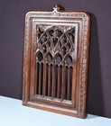 French Antique Gothic Revival Panel In Solid Oak Wood Salvage Early 1900 s