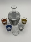 Vintage Luminarc Houndstooth Glass Decanter Shot Glass Set Mid Century France