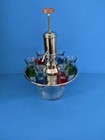 Vintage Mcm Liquor Dispenser Pump Decanter W 6 Shot Glasses In Chrome Tray 