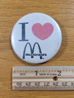 Mcdonald s Restaurants  i Love Mcdonald s  Heart Logo Vintage Pinback Pin Button
