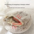 Pet Dog Cat Bed Round Plush Kitten Warm Sleeping Nest Bed Cat Igloo Cave House