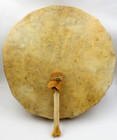 Antique Tribal Native Stretched Skin Hide 16  Wood Framed Drum   Bone Mallet