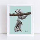 Aceo Atc Art Card Painting Print Signed Possums Forest Wild Animal