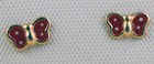 Solid 14k Yellow Gold Red Enamel Butterfly Screw-back Stud Earrings Children