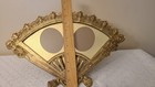 Antique Brass Fan Picture Frame With Felt Lined Stand  Art Nouveau Vanity Frame
