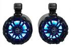 2  Rockville Wb65kled 6 5  600w Black Marine Wakeboard Led Tower Speakers remote
