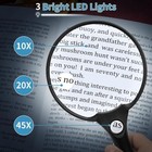 Large Magnifying Glass With Light 10x 20x 45x Illuminated Handheld Magnifier    