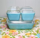 Vintage Pyrex Turquoise  1956-1958  Complete 8pc Refrigerator Set With Lids    