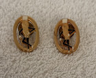Pair Of Vintage Mr Peanut Lapel Pins Gold Tone Metal Planters