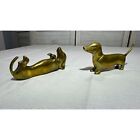 Vintage 1960s Brass Dachshund Desk Art 6    Figurine Pair Standing   Laying Patina