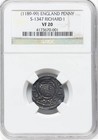 Richard I The Lionheart 1189-1199 Ad  England London Silver Denier Coin Ngc Vf20