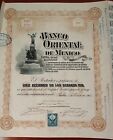 Mexico 1905 Banco Oriental Puebla   1000 Pesos Coupons Bond Loan Share