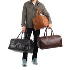 Travel Duffle Bag With Shoe Compartment  Gym Genuine Leather  Weekend Overnight