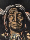 Vintage Black Velvet Nativeamerican Chief  Oil Painting 1960 13 5    X 17 5   marked